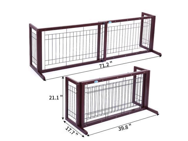samnewrate Pet Fence Gate Free Standing Adjustable Dog Gate Solid Wood Construction Indoor