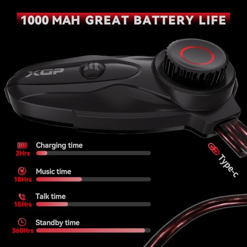 Motorcycle Bluetooth Headset V5.2 with Music Sharing, 2-Way Motorcycle Helmet Bluetooth with IP67 Waterproof, Motorcycle Communication Systems with Hi-FI Speakers for ATV/Snowmobile/Ski, 2 Pack