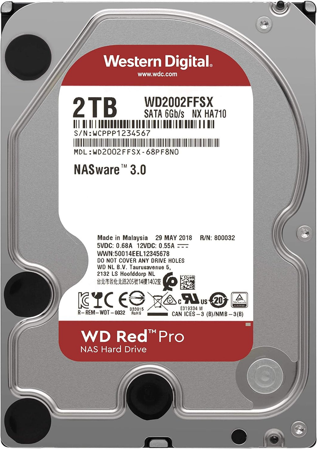 Western Digital 4TB WD Red Pro NAS Internal Hard Drive HDD - 7200 RPM, SATA 6 Gb/s, CMR, 256 MB Cache, 3.5 - WD4003FFBX
