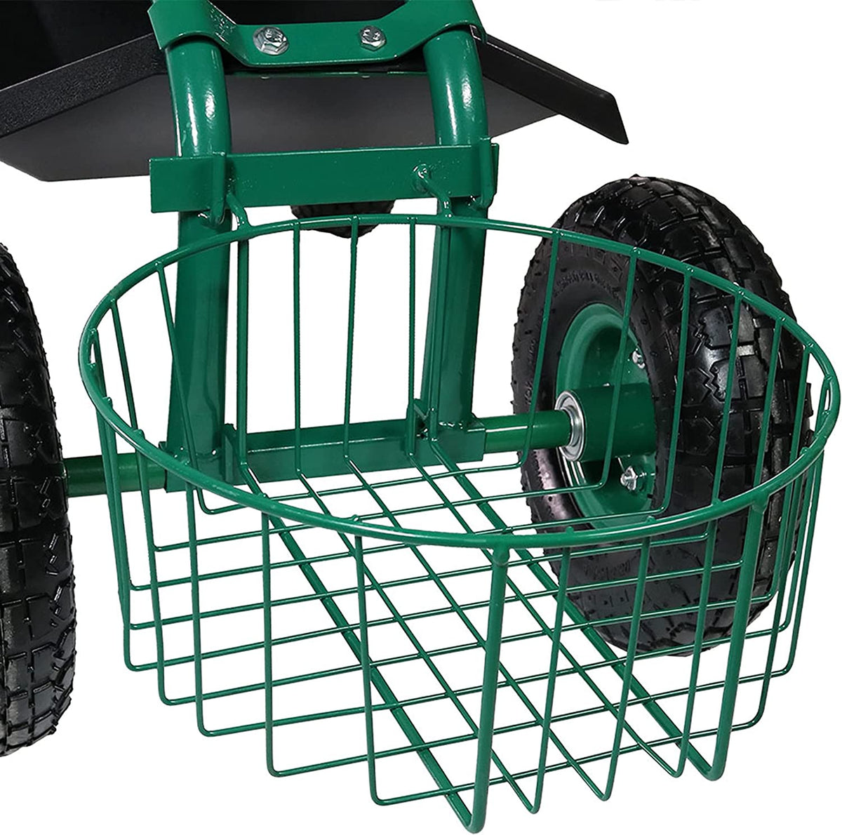 Sunnydaze Garden Cart Rolling Scooter with Extendable Steer Handle?? Swivel Seat and Utility Tool Tray?? Green