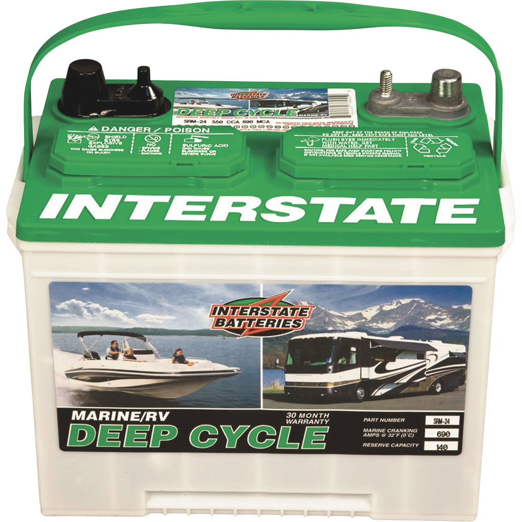 Marine Batteries Interstate Batteries Marine/RV Deep Cycle Battery, Group Size 27M, 12 Volt, Sealed Lead Acid