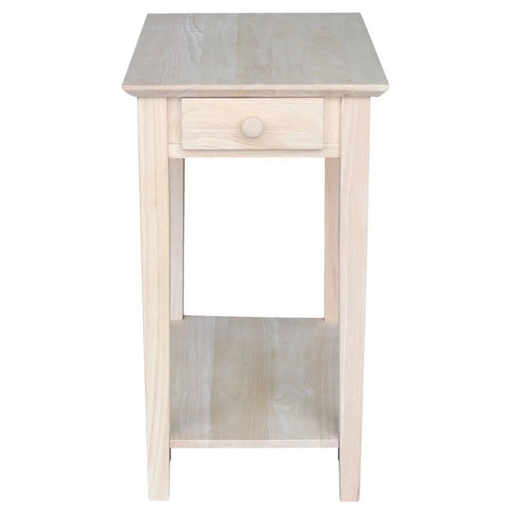 Pemberly Row 1 Drawer Transitional Wood Narrow End Table in Natural