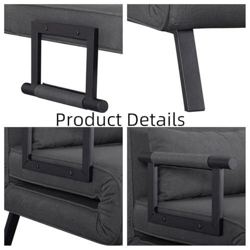 3 in 1 Sleeper Sofa Bed, Futon Sofa Bed for Living Room with Side Pocket, Black Sleepers Sofa Couch with Pullout Bed, Convertible Love Seat Sleepers Bed for Living Room, Bedroom, Small Space