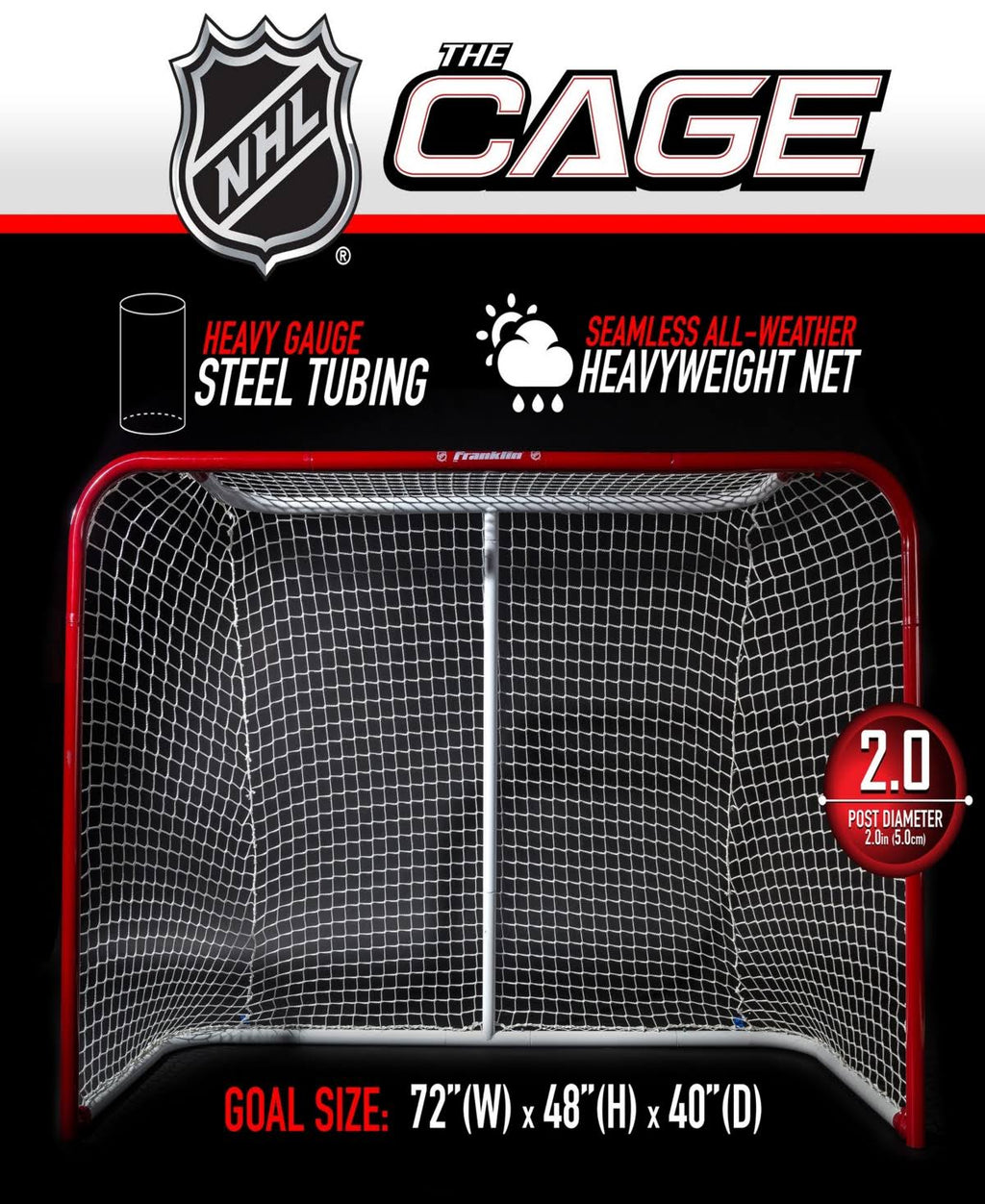 Franklin Sports NHL Cage Steel Goal - 72 inch