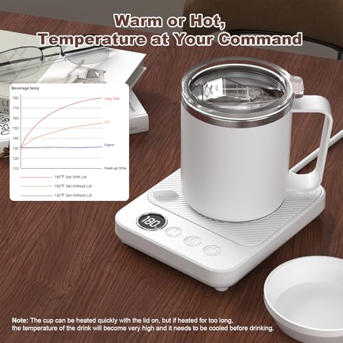 Coffee Mug Warmer & Mug Set for Desk, Electric Coffee Cup Warmer with 16oz Heated Mug, Smart Coffee Heater with Auto Shut Off for Office/Home, Christmas/Birthday/Coffee Gifts for Men & Women,Black