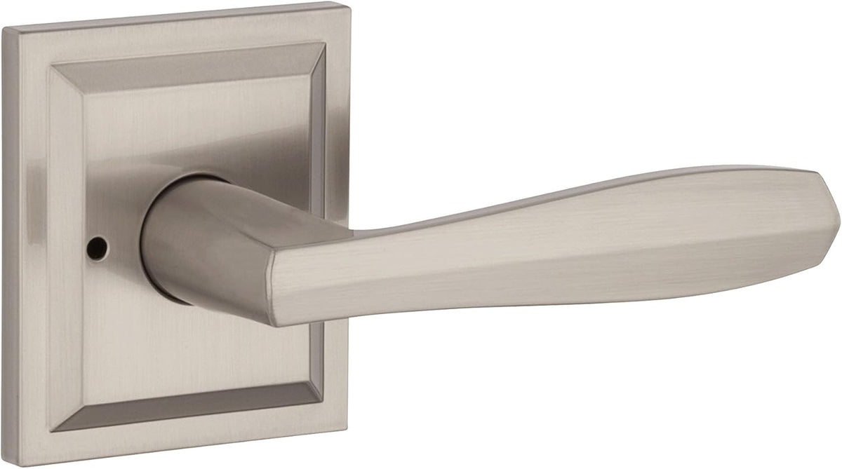 Baldwin 93530-011 Torrey Pines Privacy Lever for Bedroom or Bathroom Handle in Satin Nickel, Prestige Series with a Modern Contemporary Slim Design for Interior Doors Pack of 2