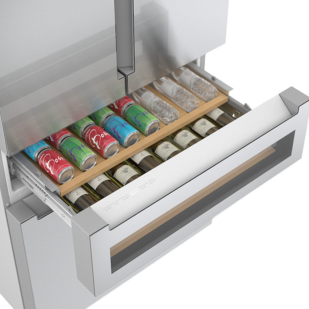 Bosch - 800 Series 20 Cu. Ft. 4-Door French Door Counter-Depth Smart Refrigerator with Beverage Cooler Drawer - Stainless steel