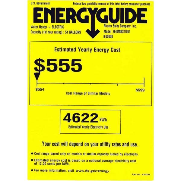 ??Rheem Performance 40 gal. Medium 6 Year 4500/4500-Watt Elements Electric Tank Water Heater