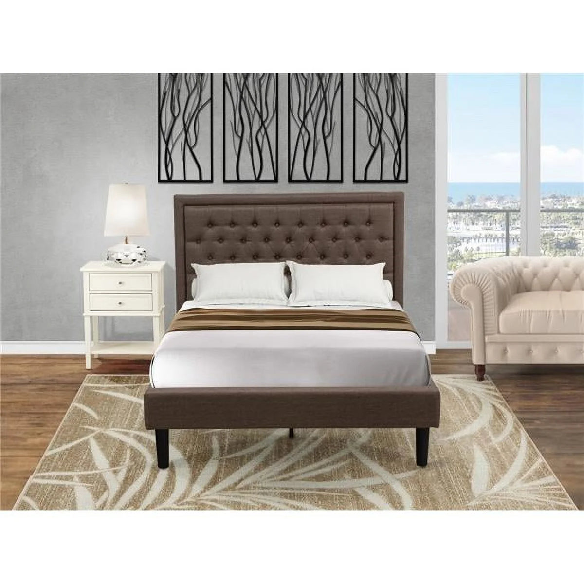 East West Furniture 2 Piece Kendall Full Size Bedroom Set - Black