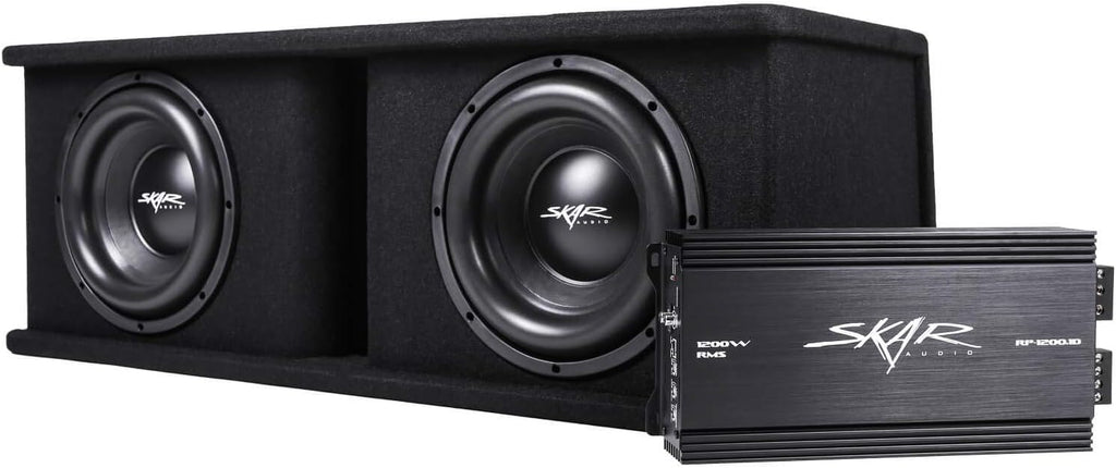 Skar Audio Dual 12 Complete 2,400 Watt SDR Series Subwoofer Bass Package - Includes Loaded Enclosure with Amplifier
