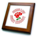 3dRose Single Red Rose and Sweet Chariot Anthem - Framed Tiles (ft-376705-1)