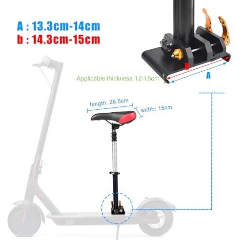 Gugxiom Electric Scooter Seat, Foldable and Adjustable Saddle Seat with Shock Absorption Foam Cushion Scooter Seat for Xiaomi M365