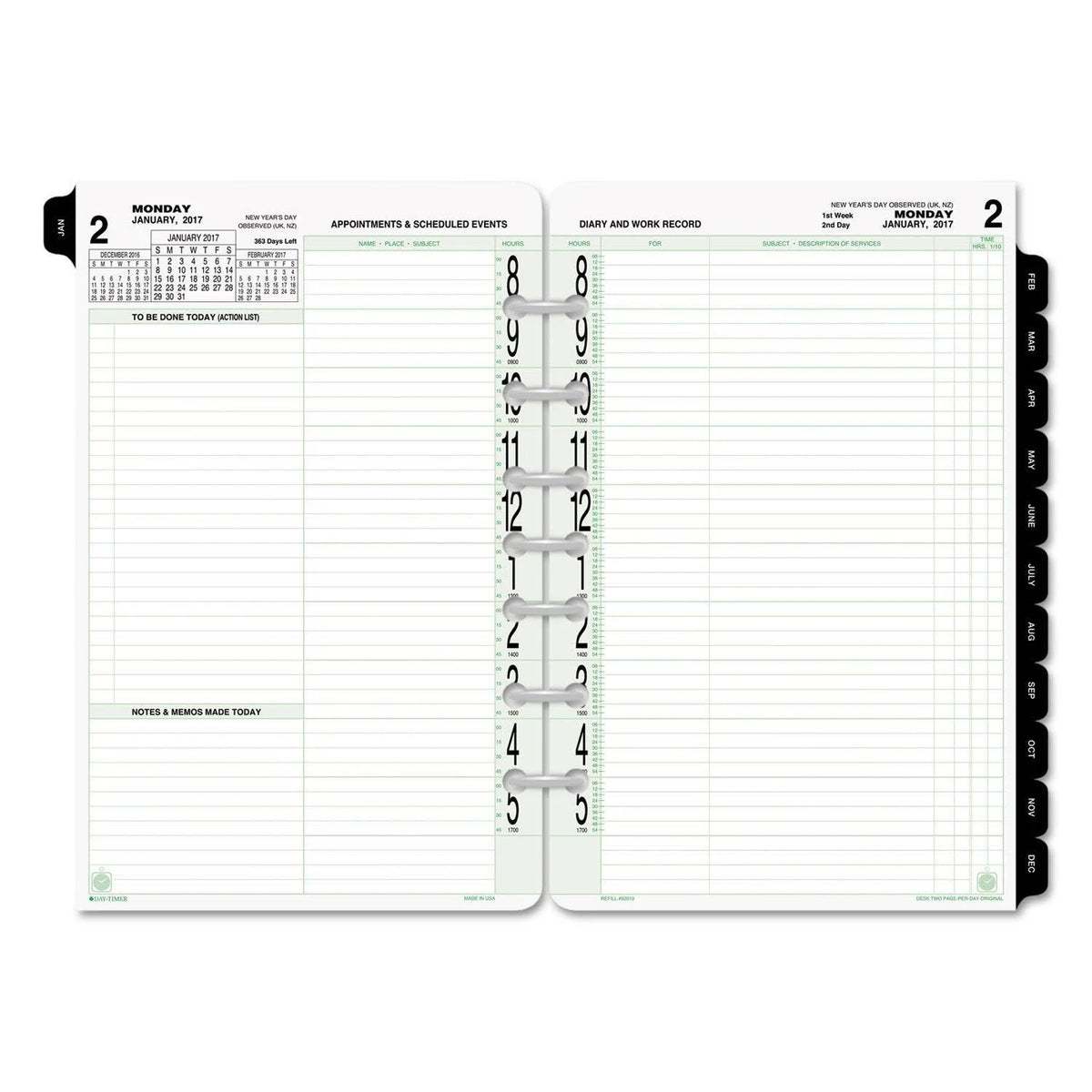Day-Timer Two-Page-Per-Day Original Refill