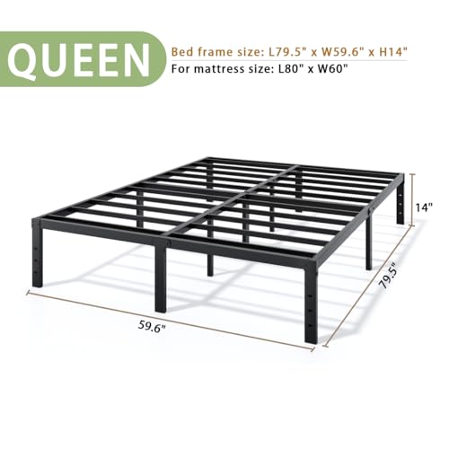 Metal Bed Frame Full Size - 14 Inch Heavy-Duty Full Platform Bed Frame No Box Spring Needed, Easy Assembly, Noise-Free, Sturdy Mattress Foundation, Underbed Storage Space