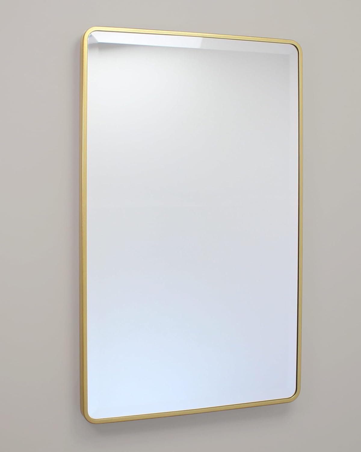 16x20 Austin Farmhouse Metal Framed Rounded Rectangle Recessed Bathroom Medicine Cabinet, Beveled Mirror, 14x18 in-Wall Opening, powder-coated Steel, Glass Shelves, Magnet Close, Brushed Nickel