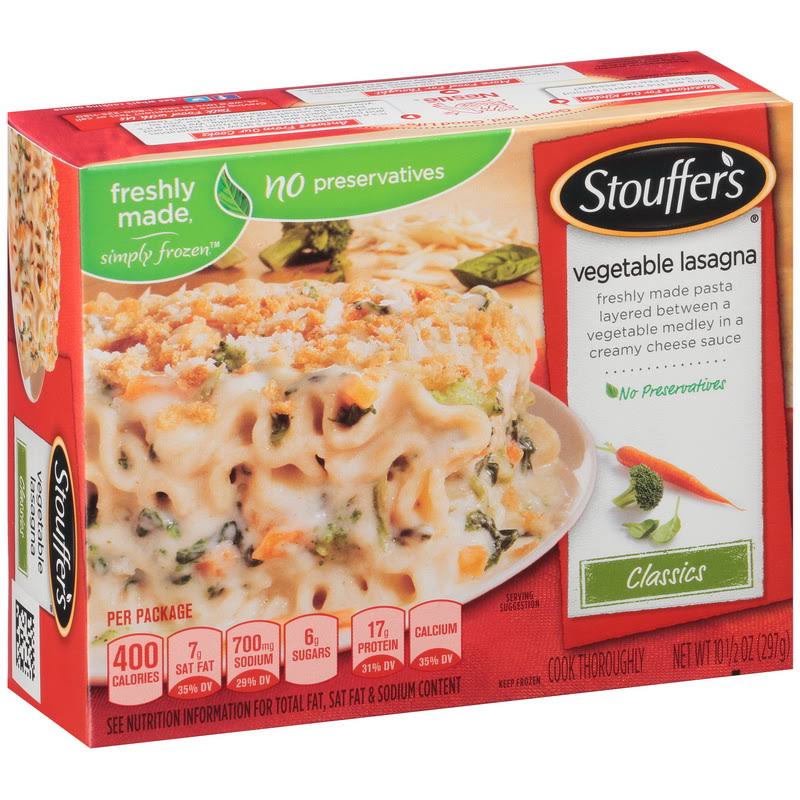 Stouffer's Vegetable Lasagna Meal 10.5 oz, Pack of 12
