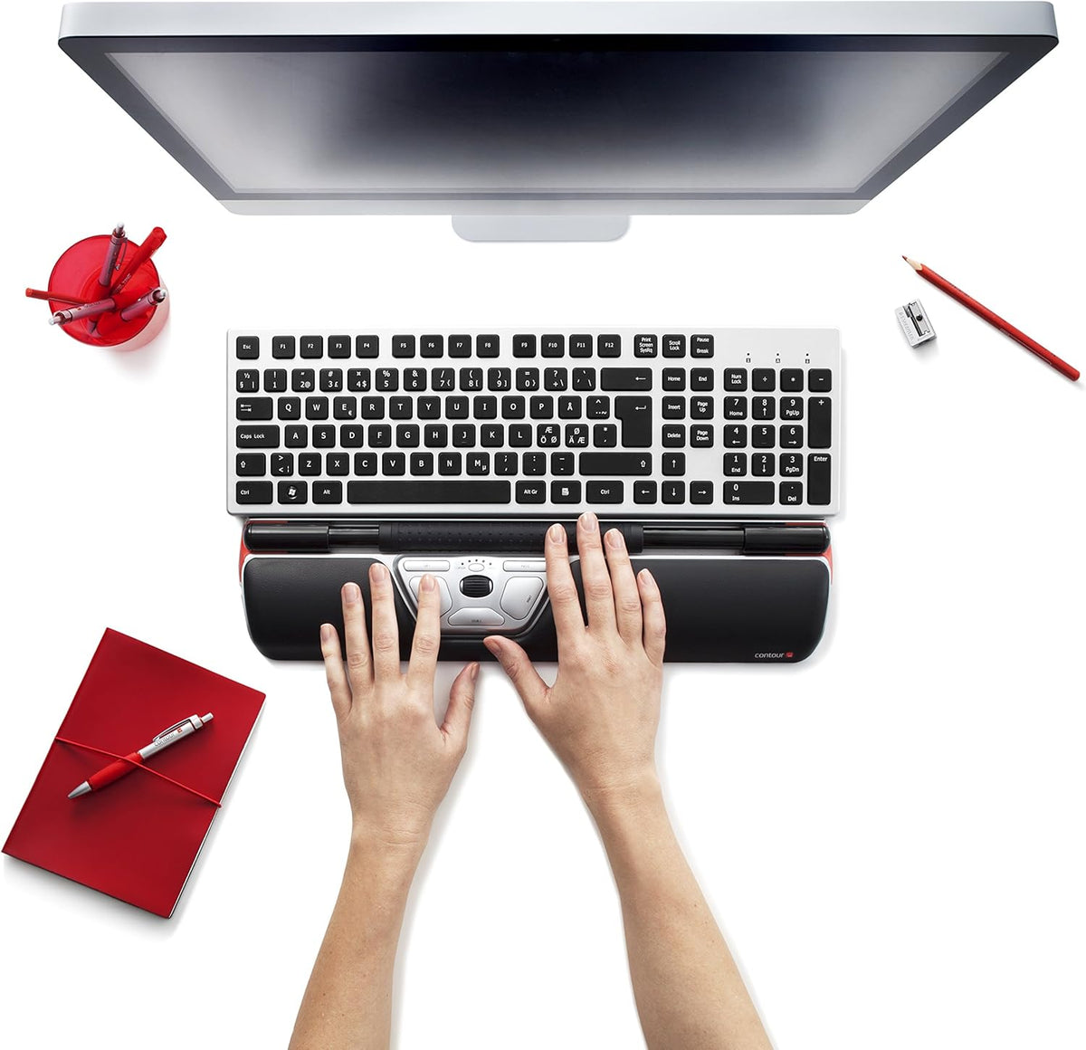 Contour Design RollerMouse Red Wireless - Wireless Ergonomic Mouse for Laptop and Desktop Computer Use - 2.4 GHz Ambidextrous Computer Mouse - Mac & PC Compatible