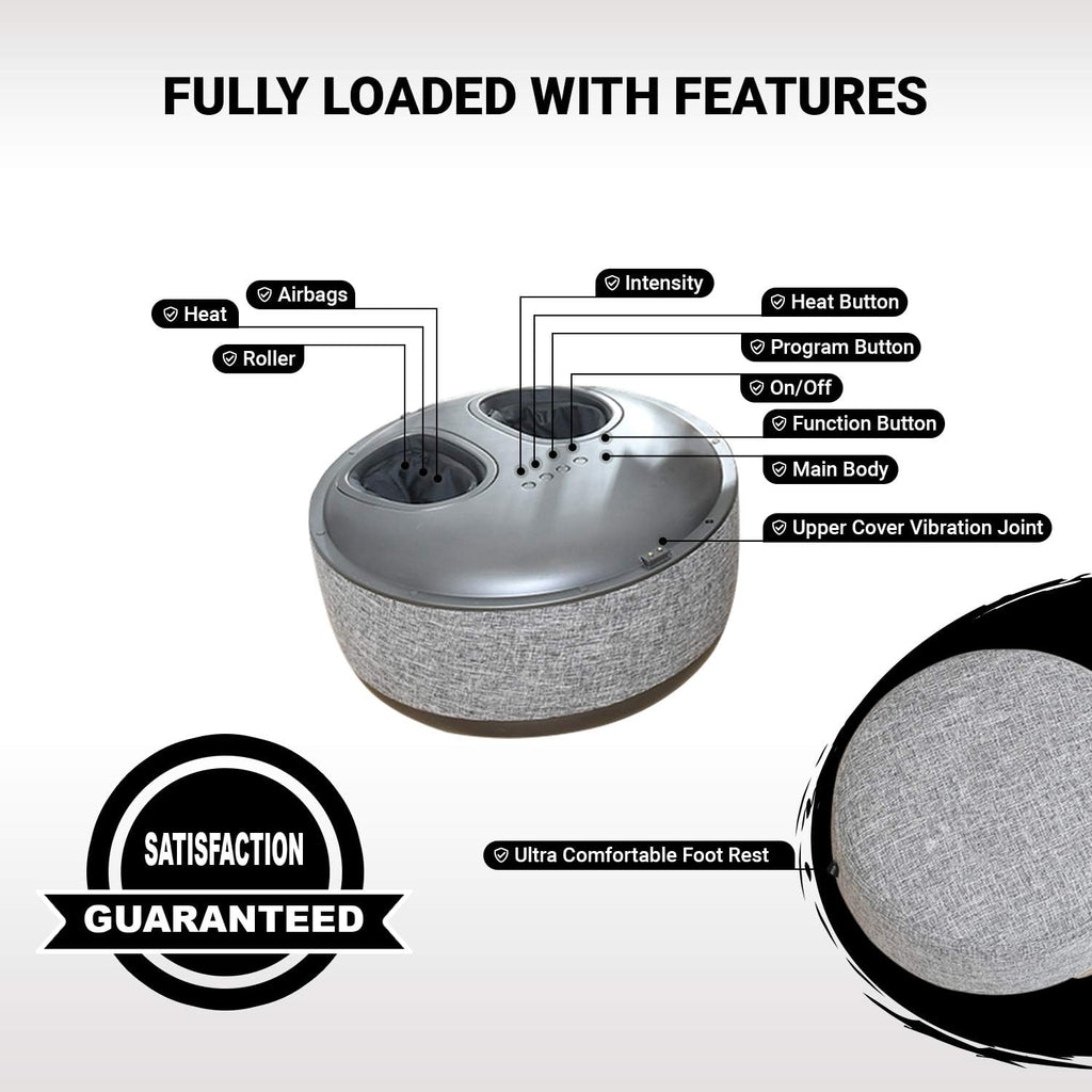 Ottoman Foot Massager by Ottossage, Massaging Ottoman with Removable Lid Provides Air Compression, Shiatsu kneading, Intense Vibration and Heat Therapy. Extra Powerful with Upgraded li-ion Battery.