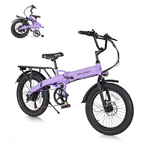 Folding Electric Bike for Adults, 20??3.0 Fat Tire Electric Bicycle, 374.4Wh Battery Ebike, 20MPH Electric Cargo Bike with LCD Color Display & 6 Speed Gears (Fits for 5'0+)