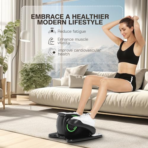 ANCHEER Under Desk Elliptical Machine - Quiet Pedal Exerciser for Seniors, Office & Home, Low-Impact Seated Leg Workout Equipment, Smart LCD Display, Remote Control