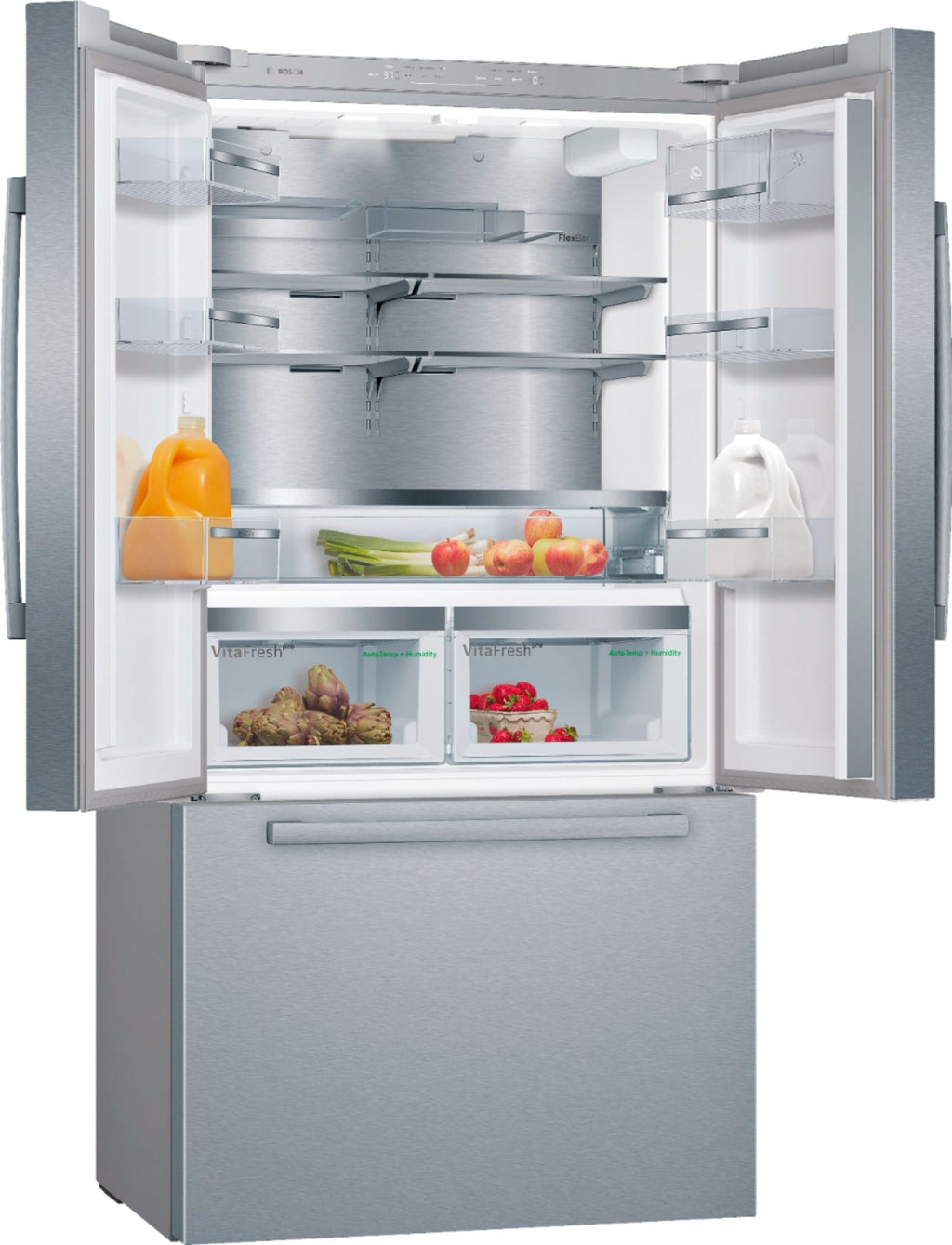 Bosch - 800 Series 21 Cu. Ft. French Door Counter-Depth Smart Refrigerator - Stainless steel