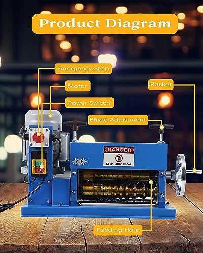 Automatic Wire Stripping Machine for 0.06 -1.5, [High Precision] [75 ft/min] Wire Stripper Tool with An Extra Manual Crank, Electric Wire Stripper for Scrap Cable Copper Recycling
