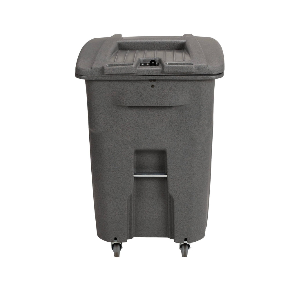 Toter 96 gal. Graystone Document Trash Can with Wheels and Hasp Lock (2 Standard Caster, 2 Stationary Wheels)