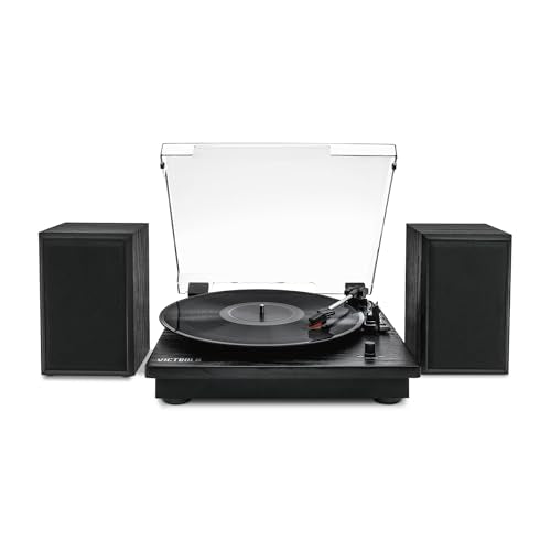 Victrola The Quincy 6-in-1 Bluetooth Record Player & Multimedia Center with Built-in Speakers ?C 3-Speed Turntable, CD & Cassette Player, AM/FM Radio, Wireless Music Streaming (Natural)