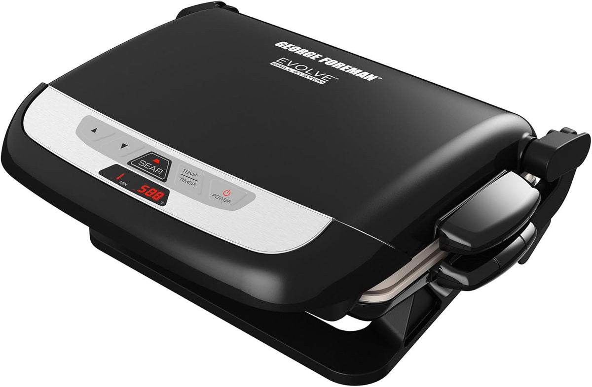 George Foreman GRP4842MB Multi-Plate Evolve Grill, (Ceramic Grilling Plates, and Waffle Plates Included), Black