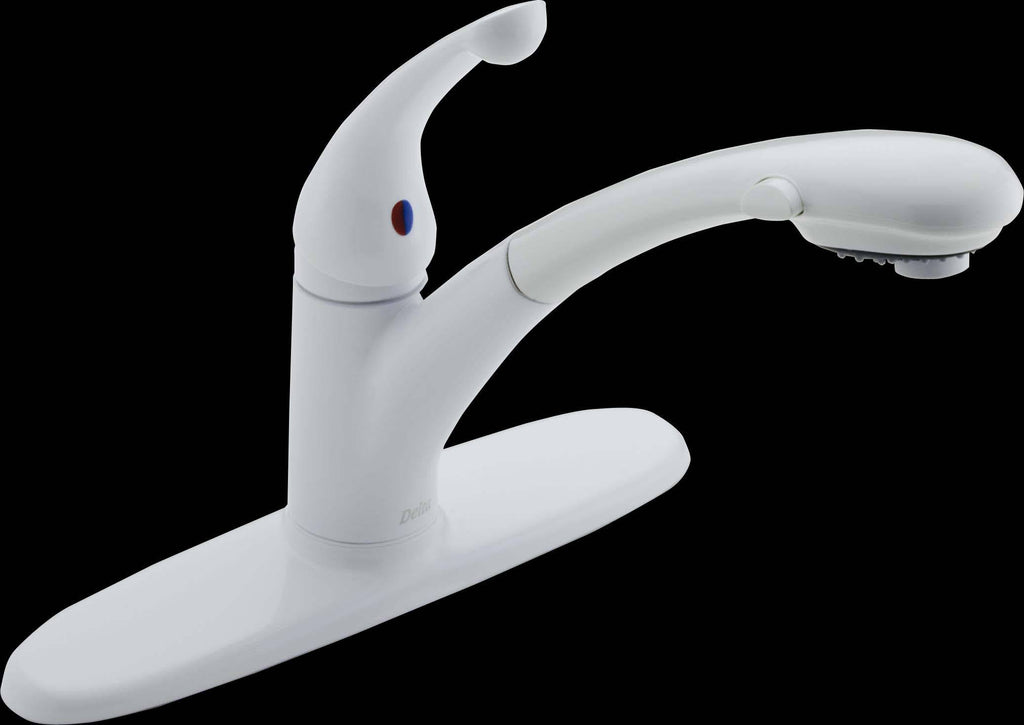 Delta 470-WH-DST Signature Single Handle Pull-Out Kitchen Faucet White