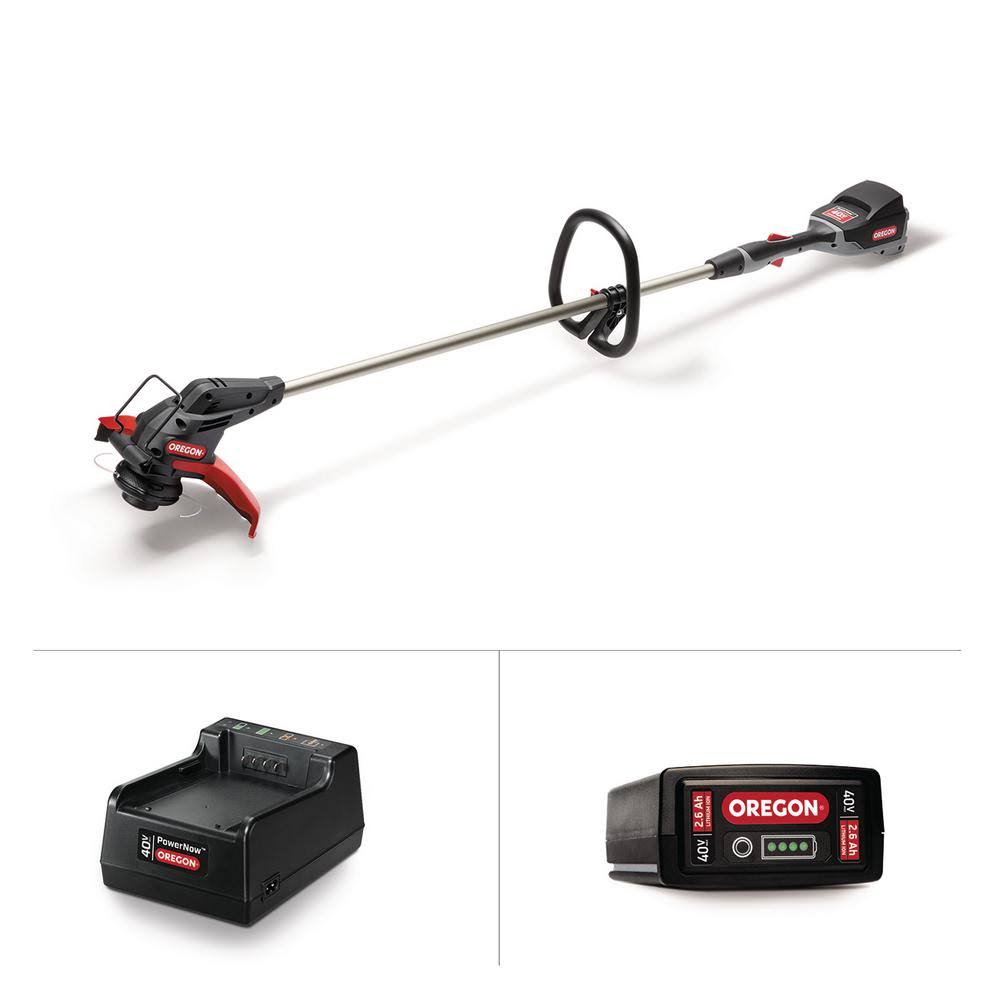 Oregon Cordless 40V Max ST275 Trimmer/Edger Kit with 2.6 Ah Battery, Charger u0026 Gator Speed Load System 590498