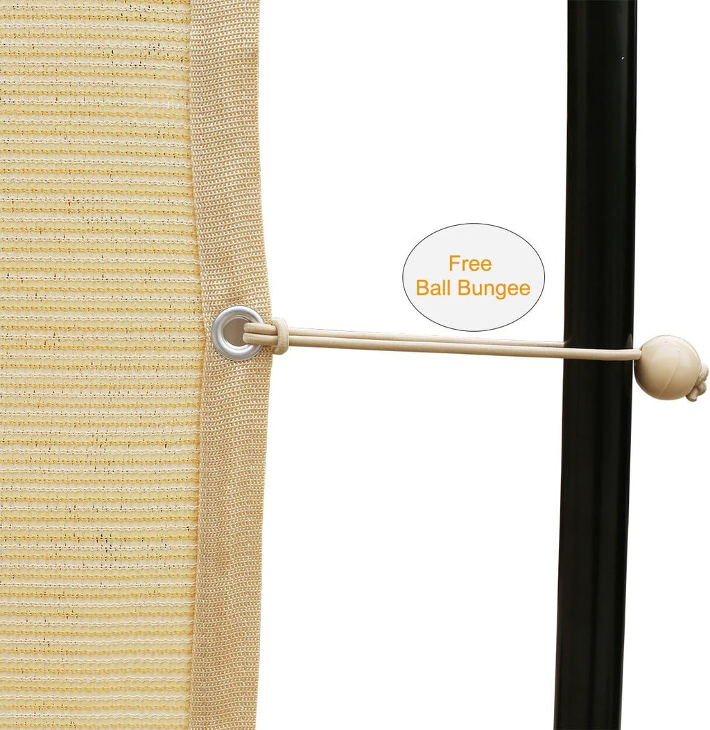 Shatex 90% Shade Fabric Sun Shade Cloth Taped Edge with Grommets Sun-Block Mesh Shade for Pergola Cover Canopy 12?? x 20??, Wheat, 12 Bungee Balls