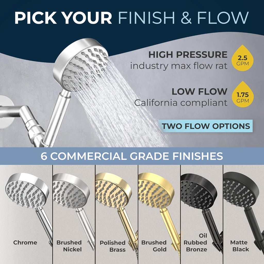 HammerHead Showers? Solid Metal LOW FLOW Handheld Shower Head with Hose and Brass Holder - OIL RUBBED BRONZE ?C Water Saving 1.75 GPM Detachable Shower Head - Adjustable Shower Wand Bracket & 6ft Hose