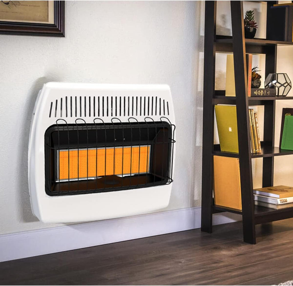 30,000 BTU Natural Gas / Propane Wall Heater for Indoor Use - Dual Fuel, Vent-Free
