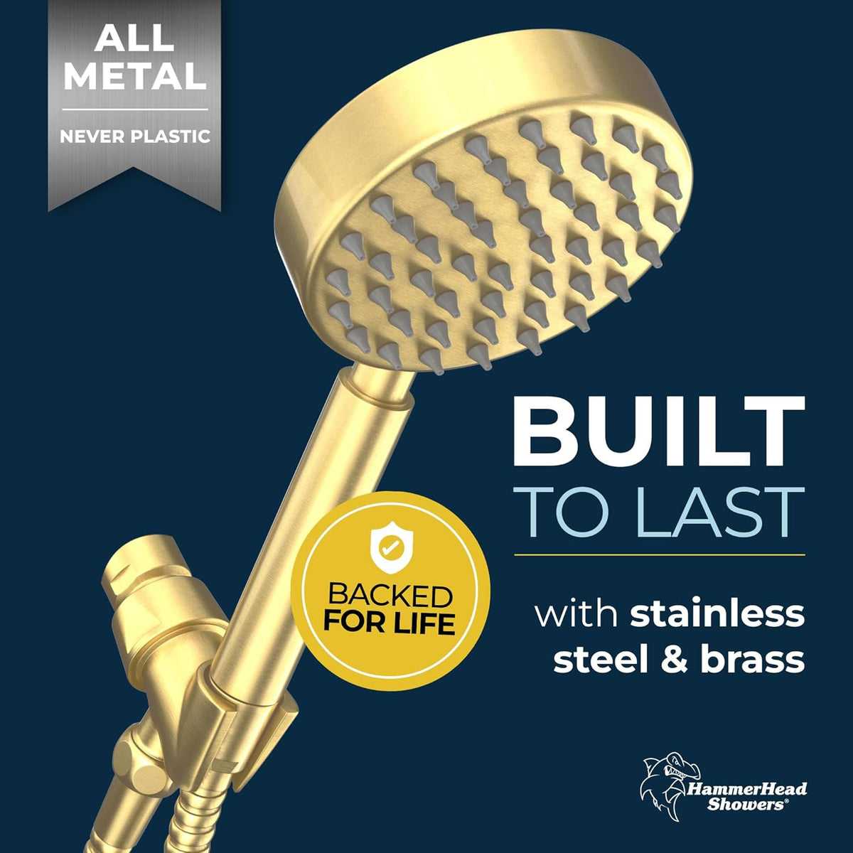 HammerHead Showers? Solid Metal LOW FLOW Handheld Shower Head with Hose and Brass Holder - OIL RUBBED BRONZE ?C Water Saving 1.75 GPM Detachable Shower Head - Adjustable Shower Wand Bracket & 6ft Hose