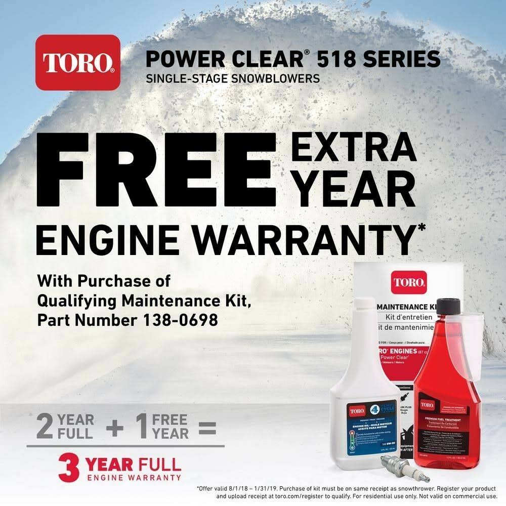 Toro Power Clear 518 ZE Snow Blower, 99cc, 4-Cycle, 18x22