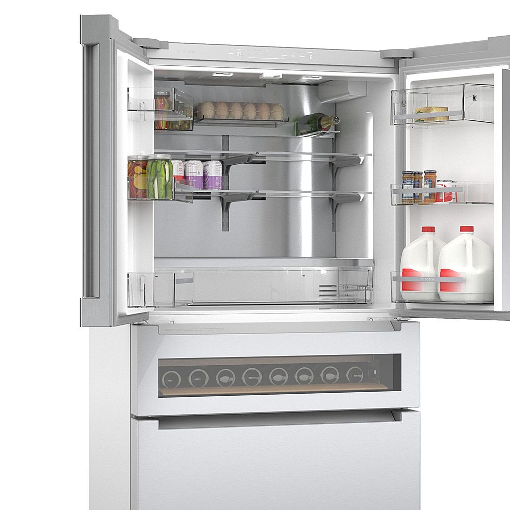 Bosch - 800 Series 20.5 Cu. Ft. 4-Door French Door Counter-Depth Smart Refrigerator - Stainless steel