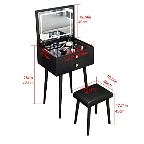 ENGENDER Makeup Vanity Vanity Table Set Flip Dresser Modern Minimalist Small Dresser for Bedroom Ladies Fashion Dresser Dresser with Drawers Vanity Table (Color : A, Size : L50cm)