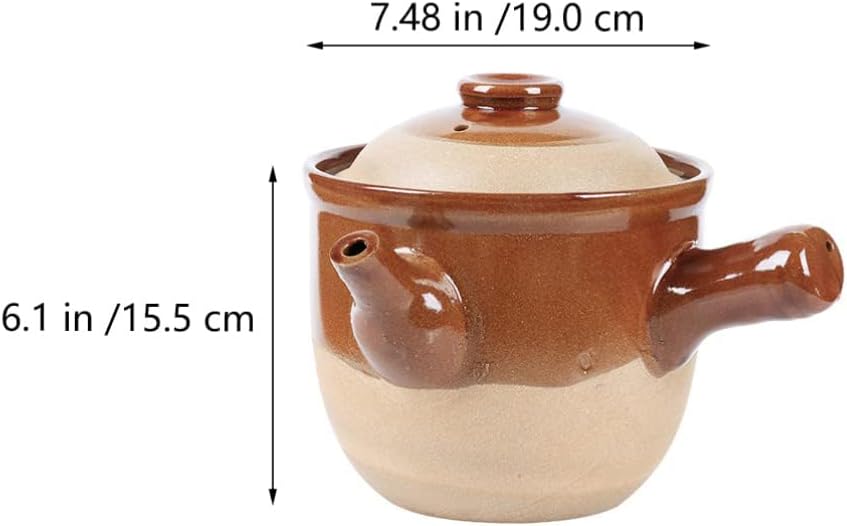 Traditional Chinese Medicine Casserole Retro Skillet Pottery Clay Chinese Medicine Pot Pitcher Teapot Stew Pot Ramen Gift,001,25x19cm (1 22x17.5cm)