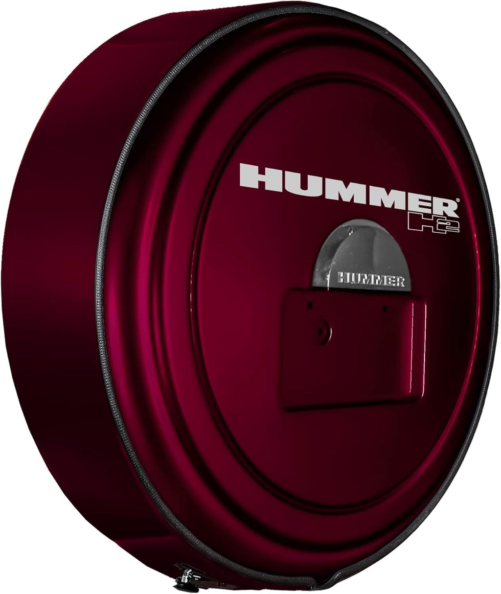Boomerang Hummer H2 (05-10) - Color Matched MasterSeries Hard Tire Cover - (Color Matched Plastic Face & Stainless Steel Ring) - Hummer H2 Logo - Pewter Metallic