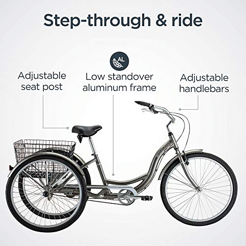 Schwinn Meridian Adult Tricycle with 26-Inch Wheels in Dark Silver