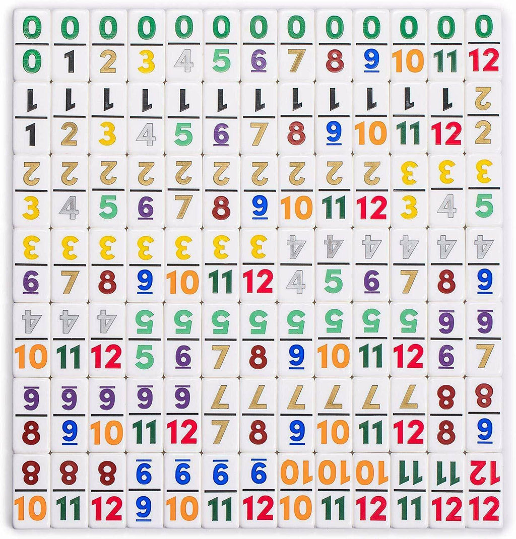 Yellow Mountain Imports - Complete Mexican Train Dominoes Set with Double 12 Dominoes Featuring Numerals, Wooden Hub, Train Mark