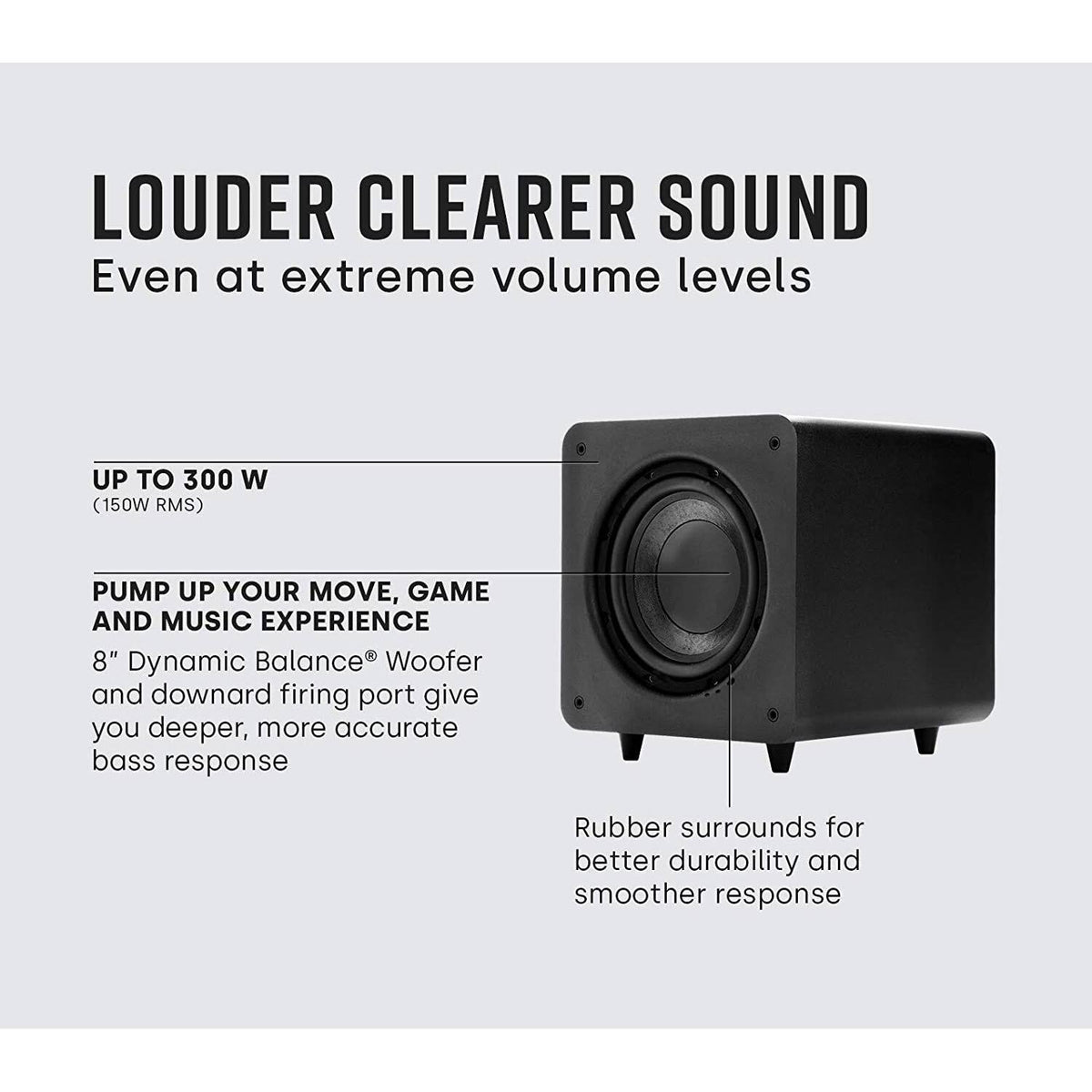 Polk Audio PSW 111 PSW111 8 inch Compact Powered Subwoofer, Black