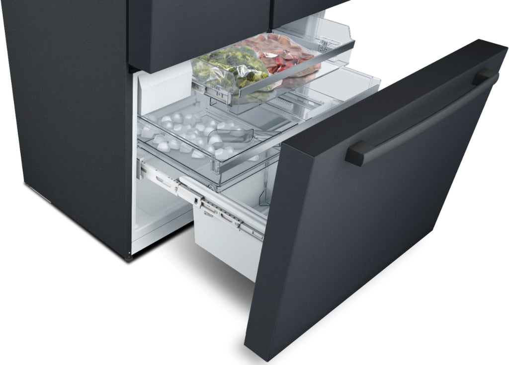 Bosch - 800 Series 21 Cu. Ft. French Door Counter-Depth Smart Refrigerator - Black stainless steel