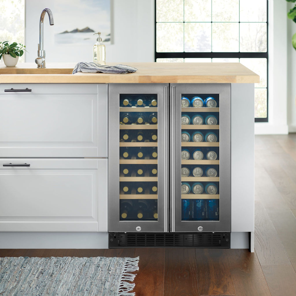 Insignia? - Dual Zone Wine and Beverage Cooler with Glass Doors - Stainless Steel