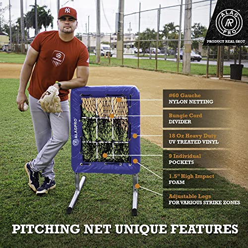 ALAGPRO? The Original 9 Hole Pitching Net with Strike Zone Pocket | Pitching Target for Baseball & Softball Pitchers
