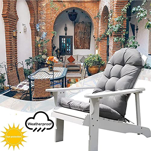 Adirondack Chair Cushion, High Back Indoor Outdoor Patio Tufted Lounge Cushion, Waterproof & Uv-Resistant Seat Pads for Patio Lawn Furniture,Gray