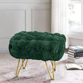 Pink Soft Faux Ottoman Fuzzy Entryway Bench Seat 27x20x19 Sturdy Accent Coffee Table for Living Room Make up Vanity Fluffy Shoe Stool with Golden Legs for Bedroom Closet F