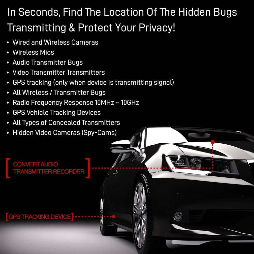 SPYFINDER PRO Hidden Spy Camera Detector - Hidden Camera Tracking Scanner & Hidden Devices Detector - Anti Spy Detector Portable - Personal Video Cam Tracker - Detect Covert Video Camera