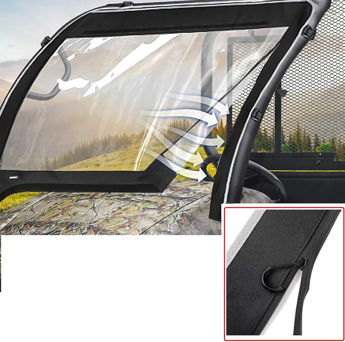 Kemimoto UTV Windshield Compatible with Kawasaki Mule 600 Mule 610XC SE SX Clear Fold Up UTV Full Front Windshield